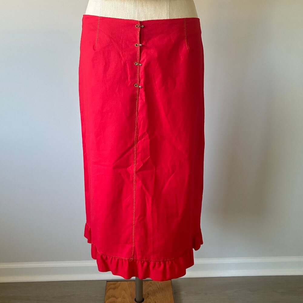 Philosophy di Alberta Ferretti Red Midi Skirt with Ruffle Hem